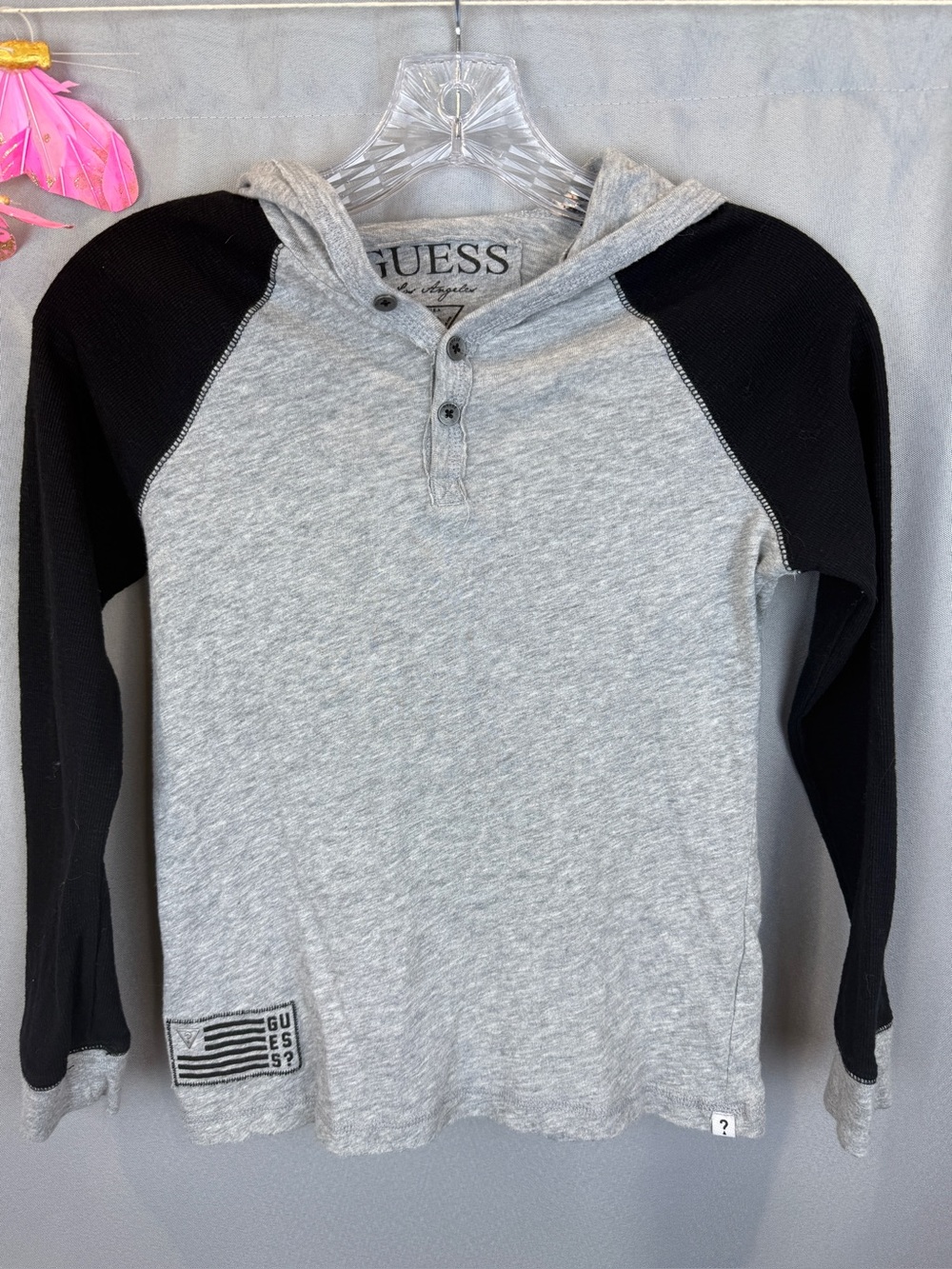 Guess Long Sleeve Thermal Two Tone Hoodie- Size Small (8/10)